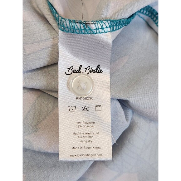 Bad Birdie Polo Shirt Men's 2XL Teal Golf Floral Hawaiian Performance Stretch - Picture 7 of 8